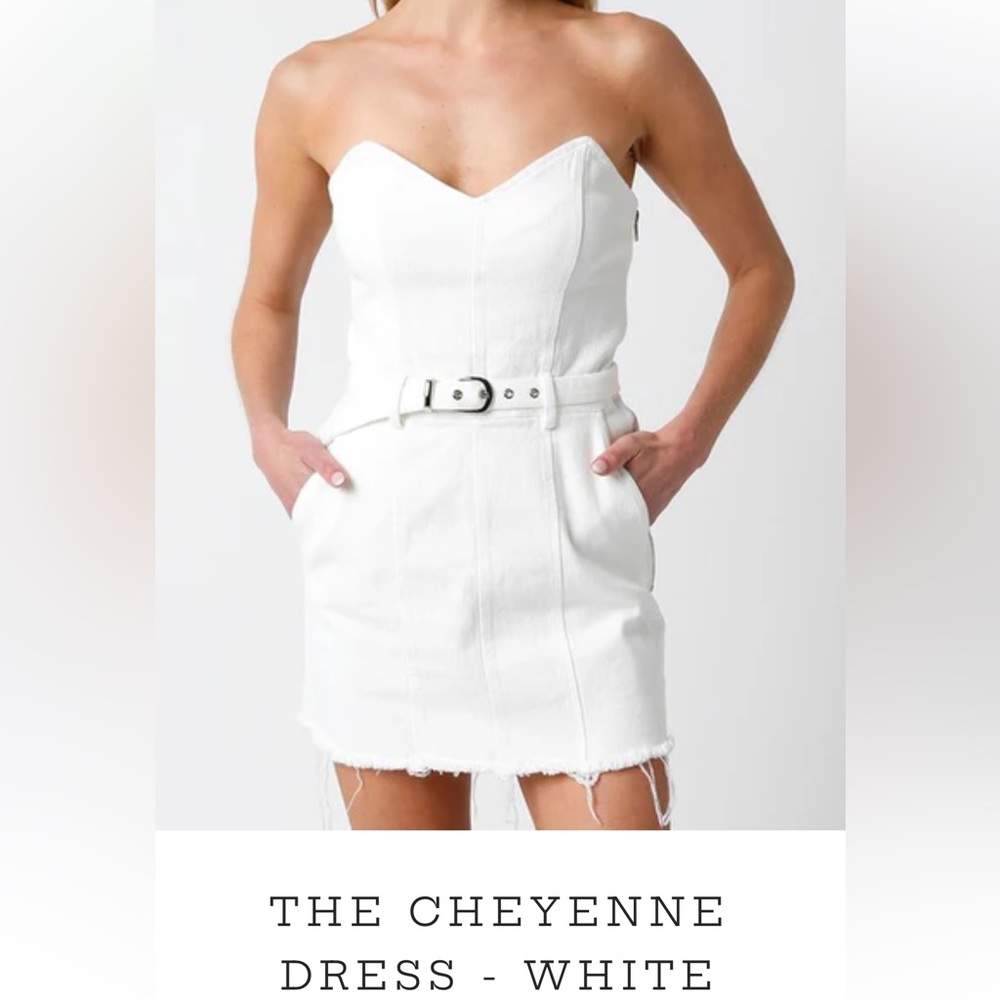 Stellah Strapless White Dress with Belt